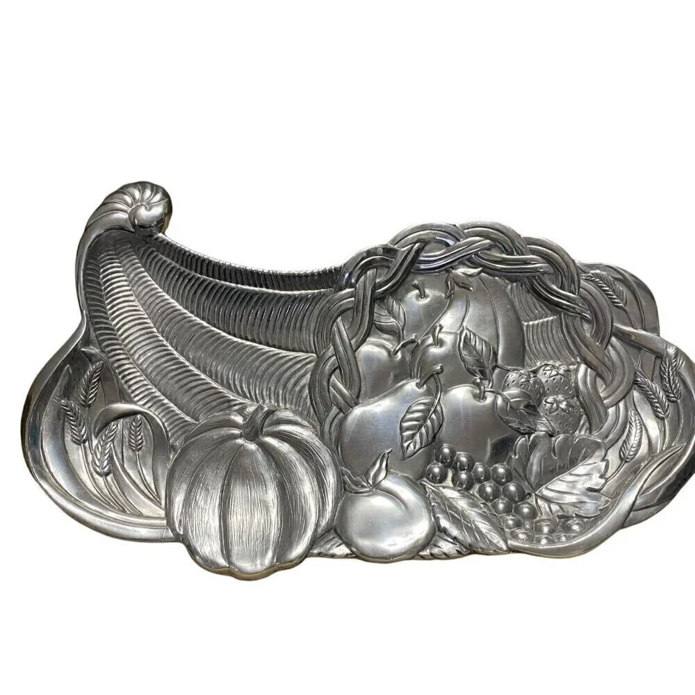 Lenox Metal Cornucopia Serveware  All Purpose Tray Silver Finish 15